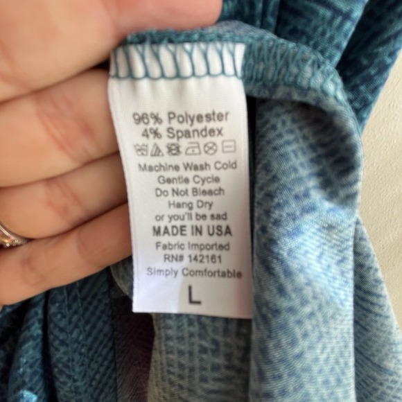 LulaRoe Skirt Size L Blue Pull On W/pockets Boho Classic A-Line Lightweight - Picture 6 of 8